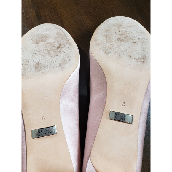 Badgley Mischka Heels Shoes Sz 9 Womens Pink Peep Toe Pumps Floral Bling - Picture 9 of 12